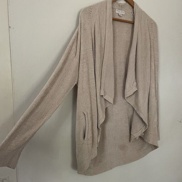 Barefoot Dreams CozyChic Ultra Lite Drape Front Cardigan Tan S/M Comfort  Office - Picture 2 of 9